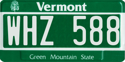 VT license plate WHZ588