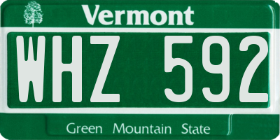 VT license plate WHZ592