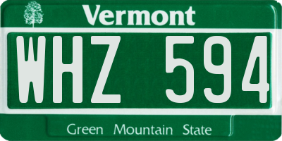 VT license plate WHZ594