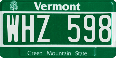 VT license plate WHZ598
