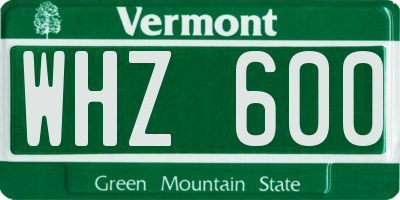 VT license plate WHZ600