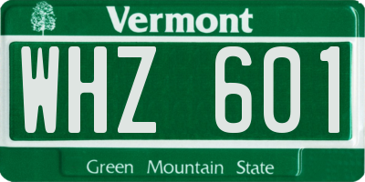 VT license plate WHZ601