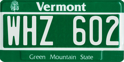 VT license plate WHZ602