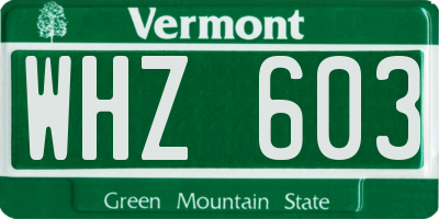 VT license plate WHZ603