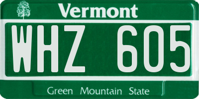 VT license plate WHZ605