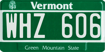 VT license plate WHZ606