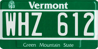 VT license plate WHZ612