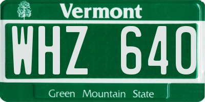 VT license plate WHZ640