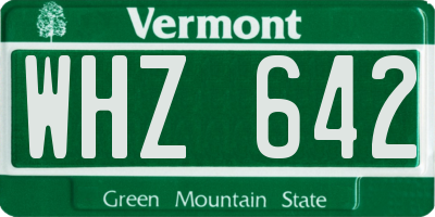 VT license plate WHZ642