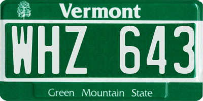 VT license plate WHZ643