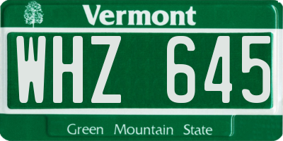 VT license plate WHZ645