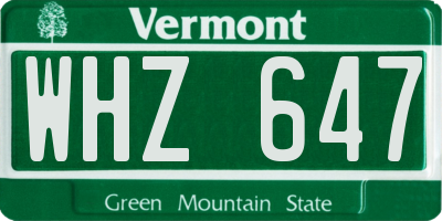 VT license plate WHZ647