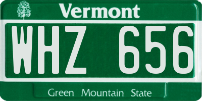 VT license plate WHZ656