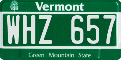 VT license plate WHZ657