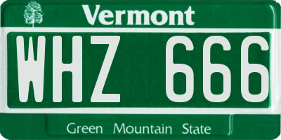 VT license plate WHZ666