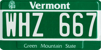 VT license plate WHZ667