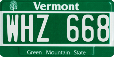 VT license plate WHZ668