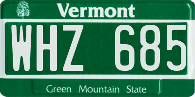 VT license plate WHZ685