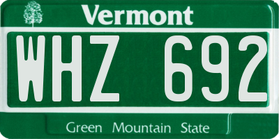 VT license plate WHZ692