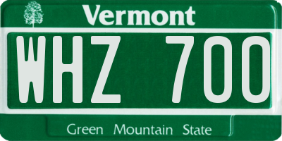 VT license plate WHZ700