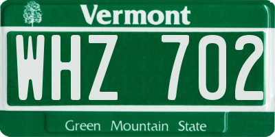 VT license plate WHZ702