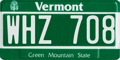 VT license plate WHZ708