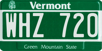 VT license plate WHZ720