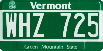 VT license plate WHZ725