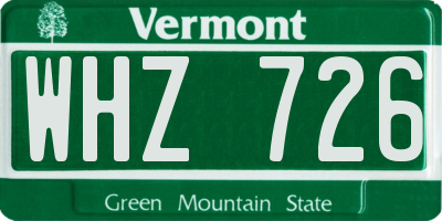 VT license plate WHZ726