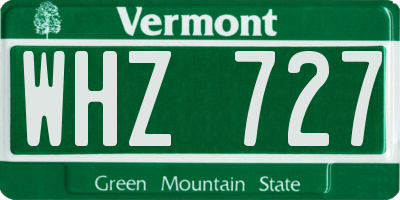 VT license plate WHZ727