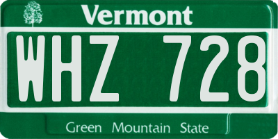 VT license plate WHZ728