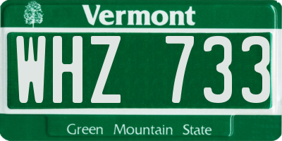 VT license plate WHZ733