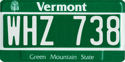 VT license plate WHZ738