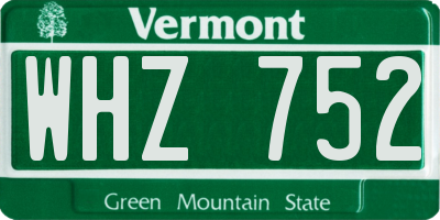 VT license plate WHZ752