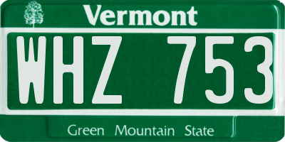 VT license plate WHZ753