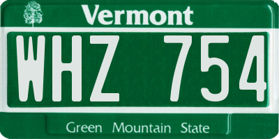VT license plate WHZ754