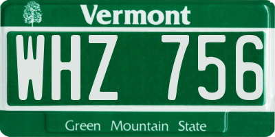 VT license plate WHZ756