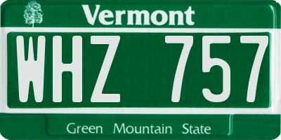 VT license plate WHZ757