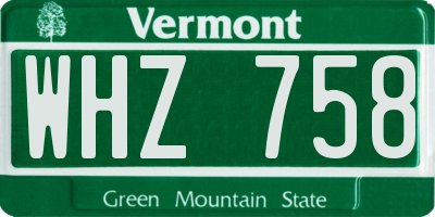 VT license plate WHZ758