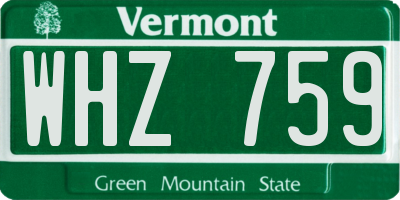 VT license plate WHZ759