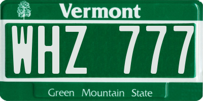 VT license plate WHZ777