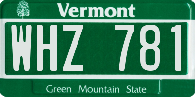 VT license plate WHZ781