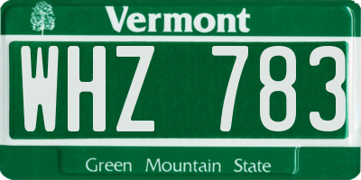 VT license plate WHZ783
