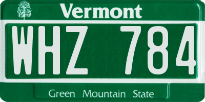 VT license plate WHZ784