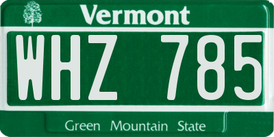 VT license plate WHZ785