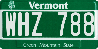 VT license plate WHZ788