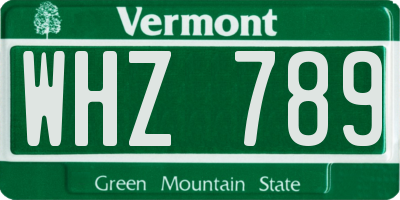 VT license plate WHZ789