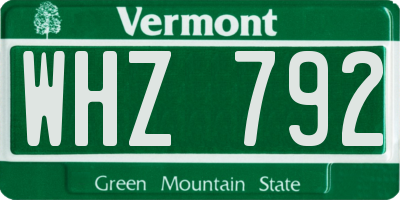 VT license plate WHZ792