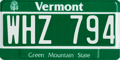 VT license plate WHZ794
