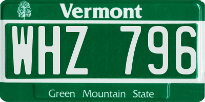 VT license plate WHZ796